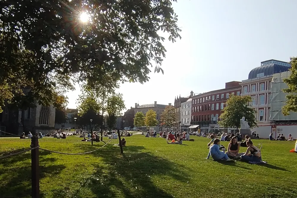 Cathedral Green and the historic Close in Exeter