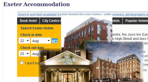 Accommodation options in Exeter including hotels and guesthouses